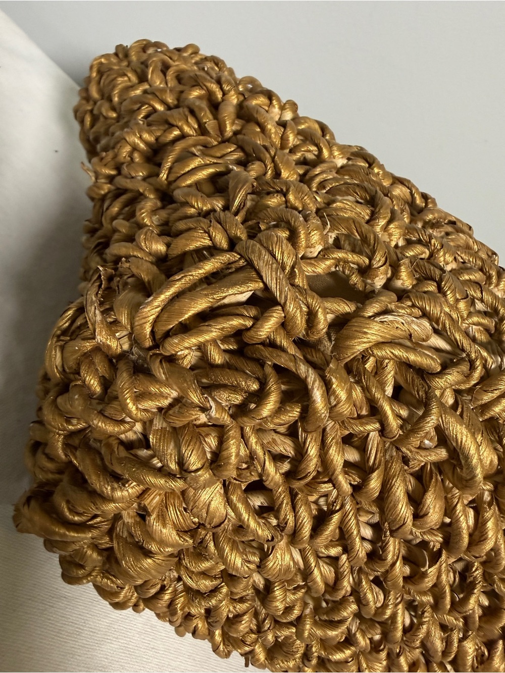 Capelli Straworld Gold Woven Top Bead-Handle Tote Bag Vintage - Picture 8 of 16